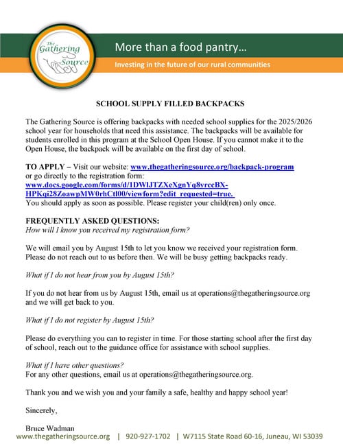 Backpack Registration Letter